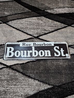 RUE BOURBON BOURBON ST. EMBOSSED METAL DECORATIVE NOVELTY WALL SIGN